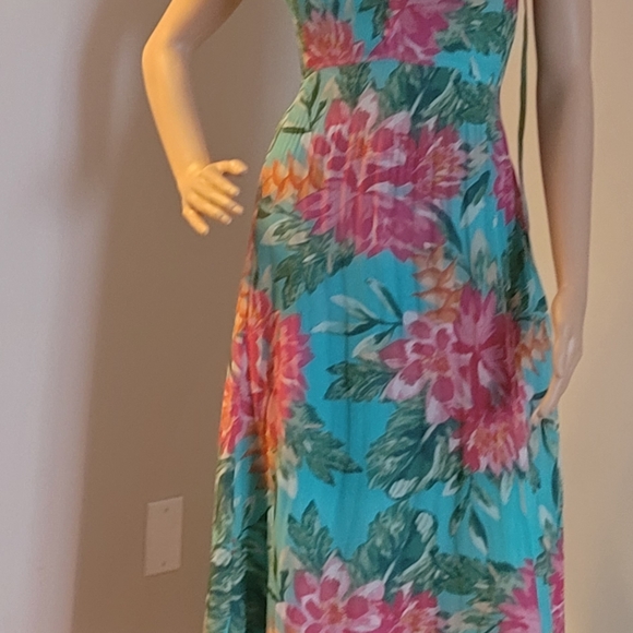 Maxi pink and green flowered dresse from East, size 10 - Picture 4 of 4